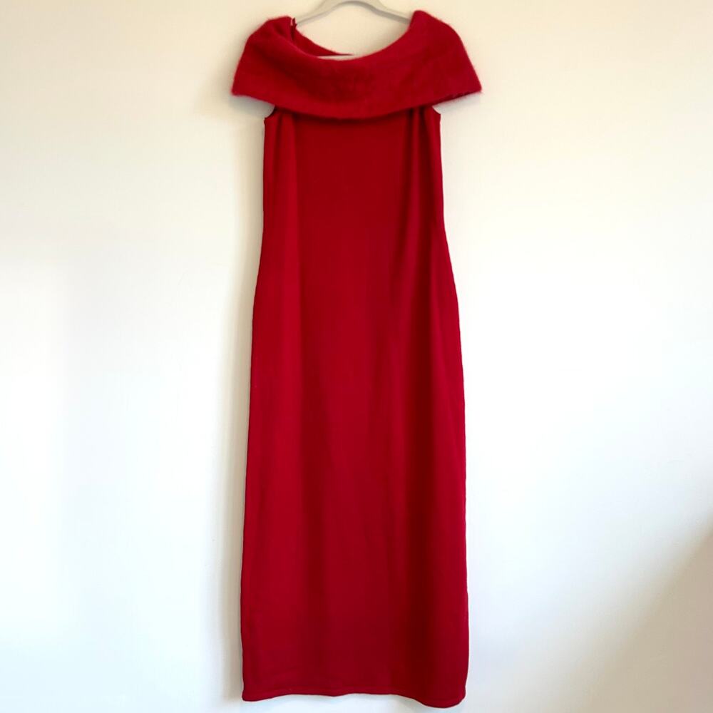 Vintage Lauren Ralph Lauren Angora Wool Off Shoulder Knit Gown Deadstock NWT - Picture 7 of 16